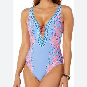 Lilly Pulitzer Blue and Pink One Piece Swimsuit